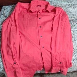 Alfani slim fit stretch bottom down mens shirt L